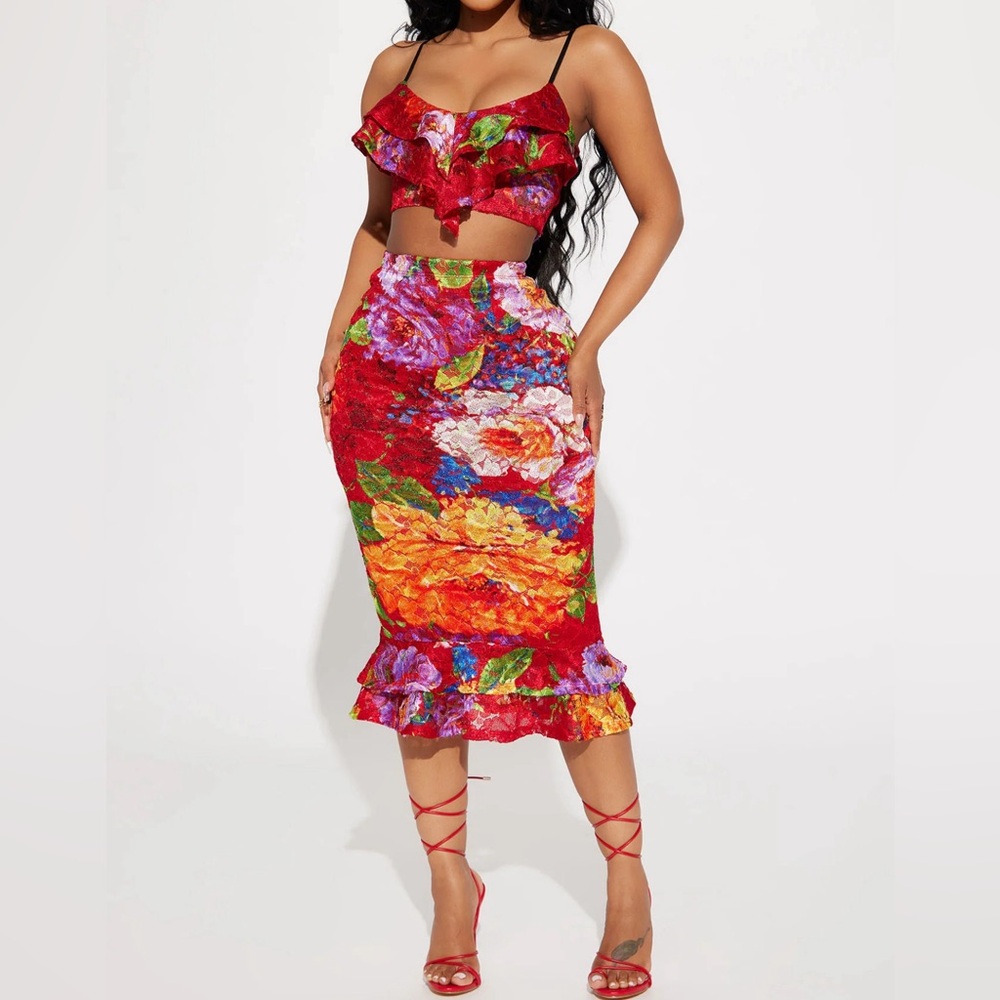 Floral Midset Skirt + Top Set (NEW)